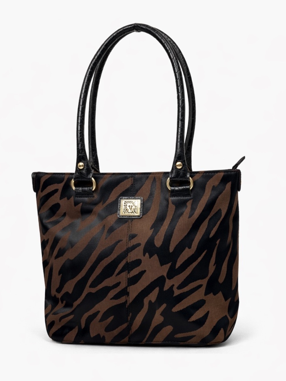 Anne Klein Animal Print Tote Bag Brown Shoulder Purse